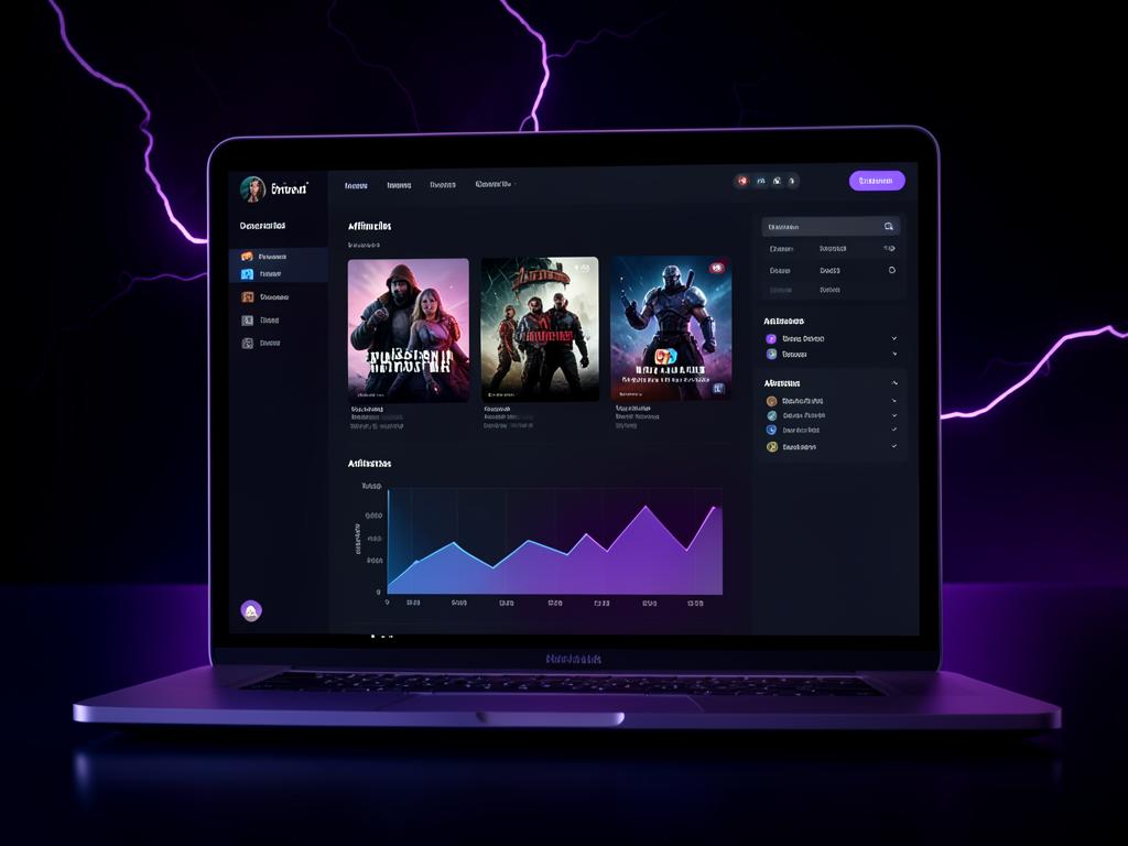 Panel de una plataforma de productos digitales con catálogo de cursos y métricas